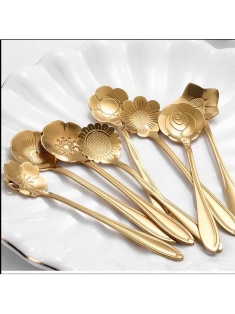 NEW 8pcs Stainless Steel Flower Spoon